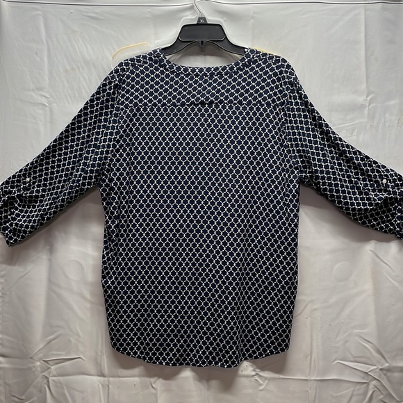 XXL basic editions navy blue and white cotton blouse - Picture 5 of 6